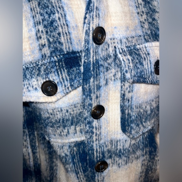 Avec Les Filles Plaid Shacket Relaxed Blue White Shirt Jacket size XS - Picture 5 of 10